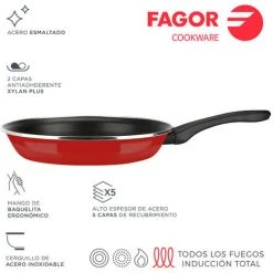 Poele Optimax ø18cm Rouge Acier Ais 430 Fagor