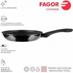 Poêle à Frire Indutherm ø24cm Acier Noir Aisi 430 Fagor.